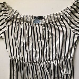 Vibe Black and White Vertical Stripe Maxi Dress